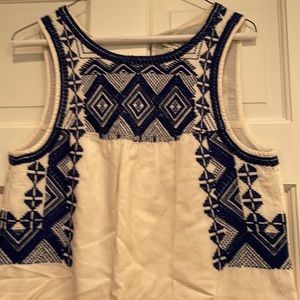Madewell white dress with blue embroidery